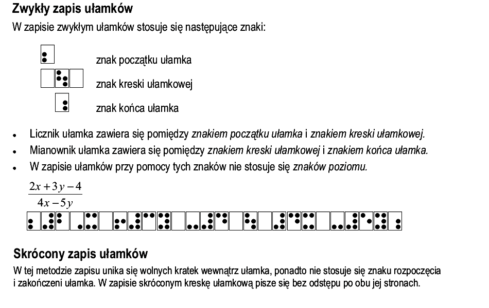 sposób zapisu: ułamki