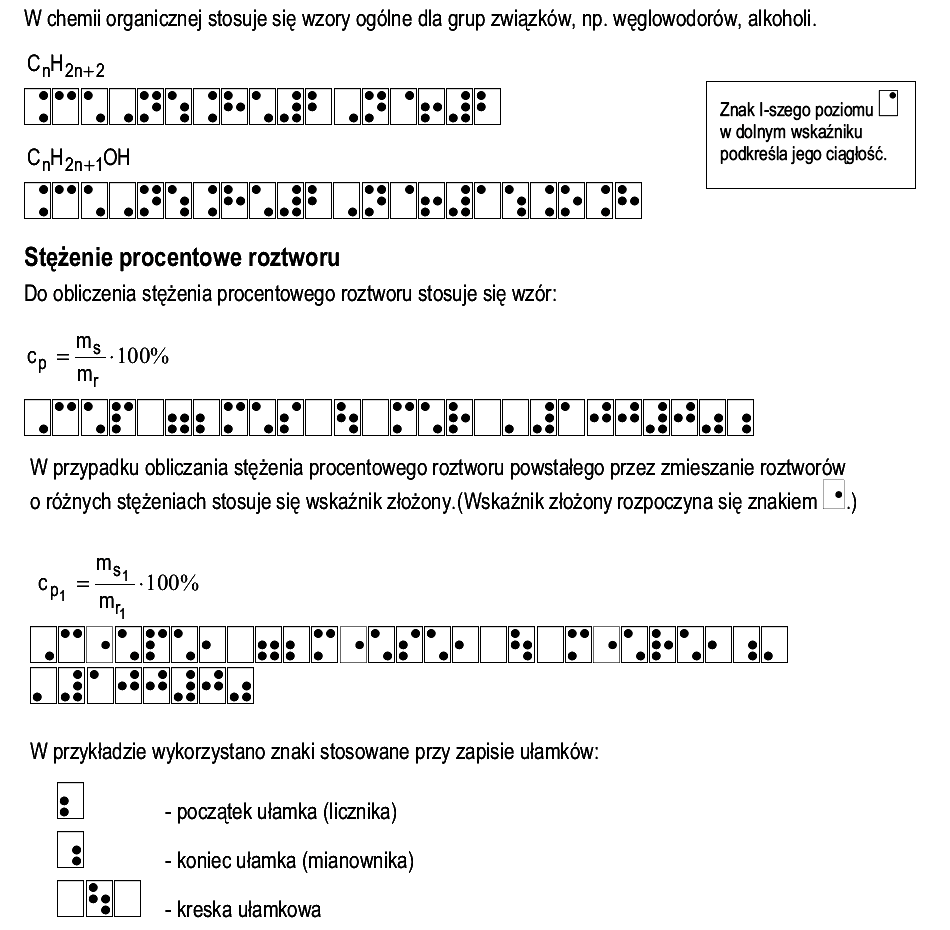 sposób zapisu: wzory ogólne